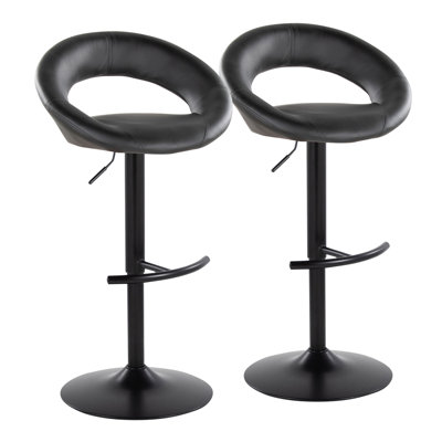 Poppy Faux Leather Adjustable Bar Stools with Rounded T Footrest