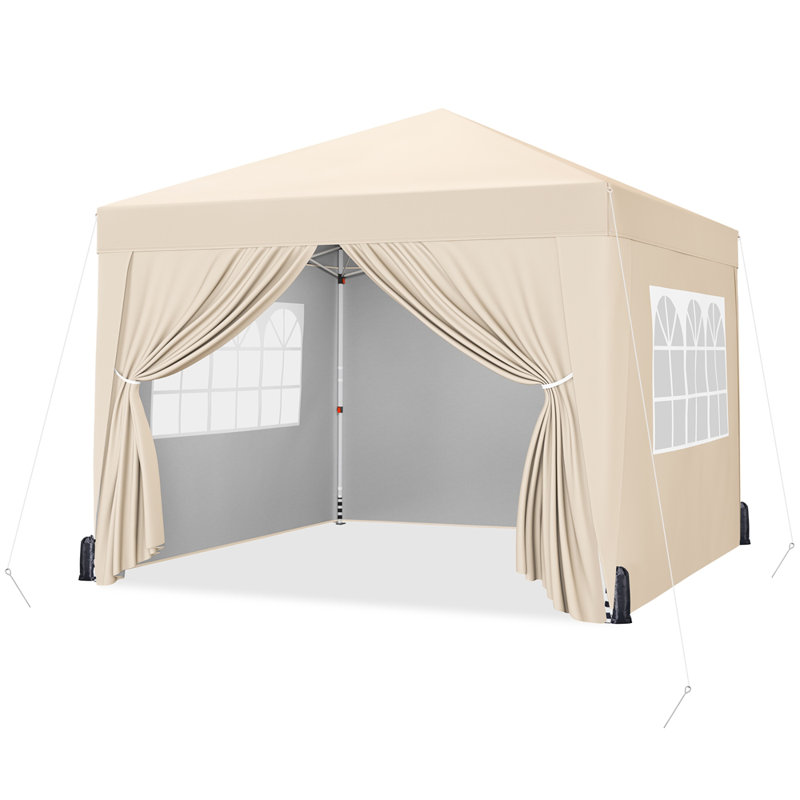 3m x 3m Iron Pop-Up Gazebo, 287cm H x 300cm W x 300cm D, Beige