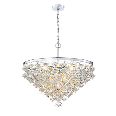 26"D 10-Light Modern Luxury Chrome Crystal Chandelier For Living Room, Dining Room, Foyer