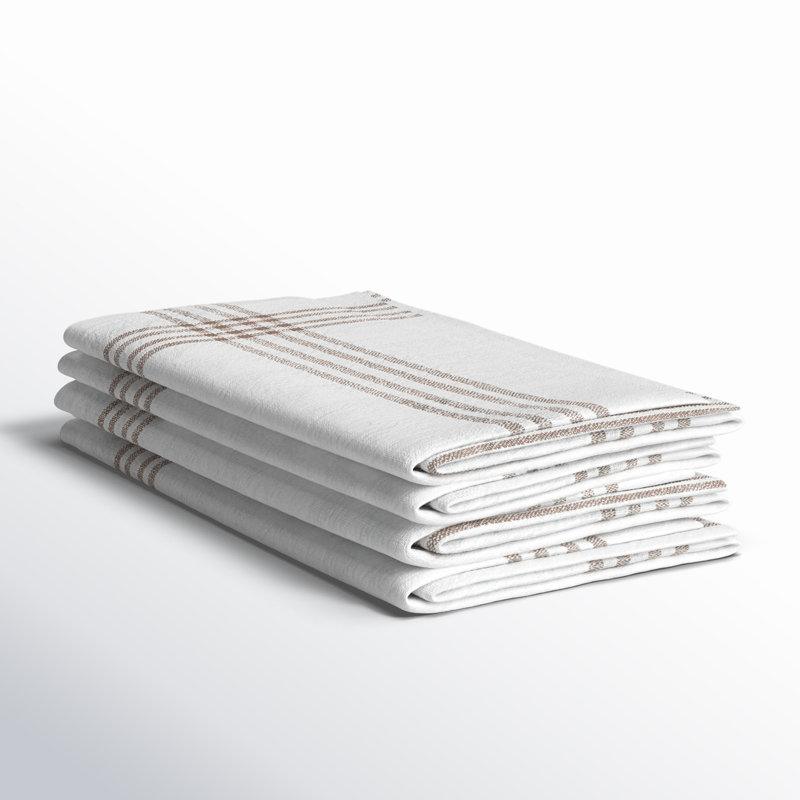 Panna Cotton Striped Square Napkin, Pewter