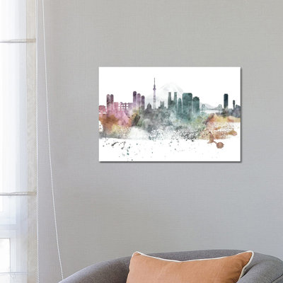 Tokyo Pastel Skylines - Wrapped Canvas Painting