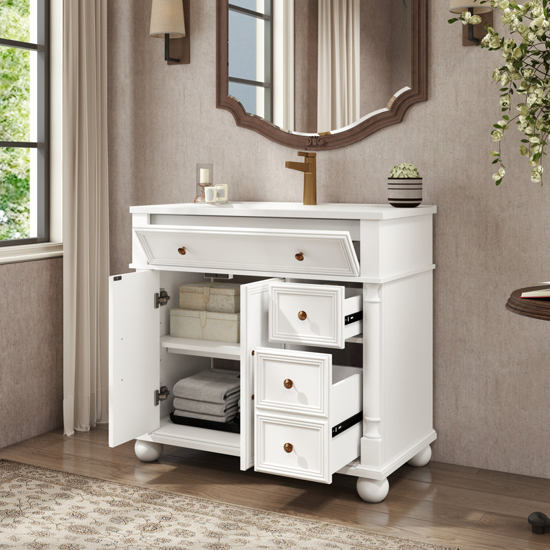 Meuble-lavabo 36 po avec lavabo Linsay, Blanc