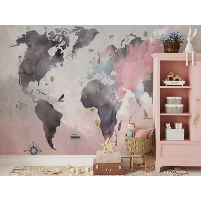 Dreamscape Atlas: carte du monde à l'aquarelle, L 6 po x l 108 po