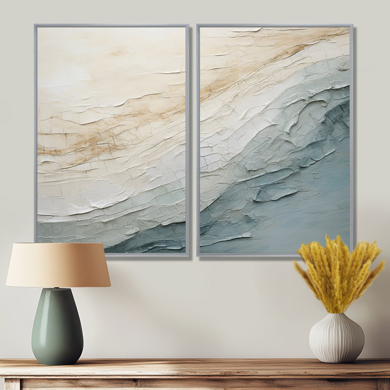 Décoration murale minimaliste beige et gris Horizon I - Bord de mer, H 36 po x l 48 po, Framed Print without Mat