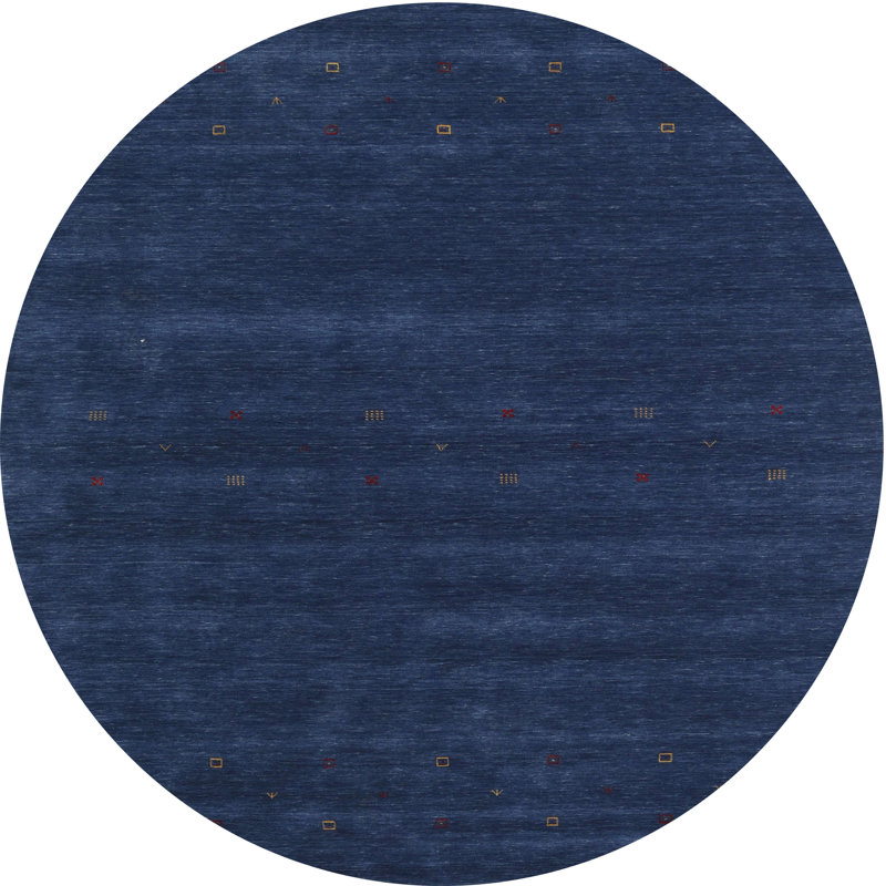 Tapis bleu contemporain Carnforth, Rond 7 pi