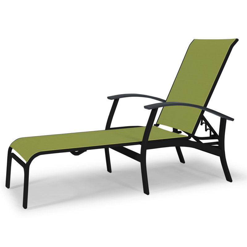 Belle Isle Outdoor Chaise Lounge, Lime 38D Sunbrella®, Classic Graphite P30, Textured Black