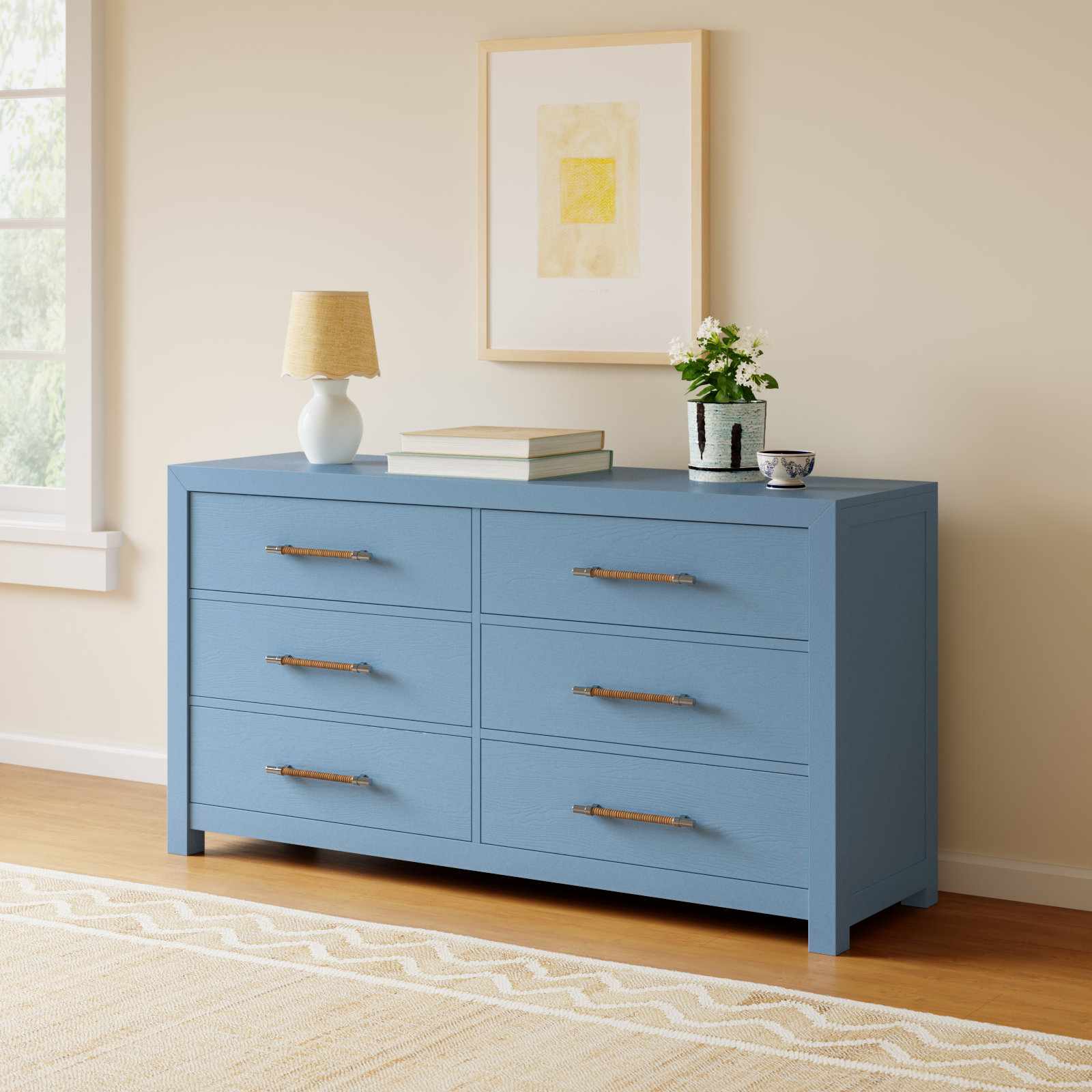 Lana 66" Pine Double Dresser, Blue