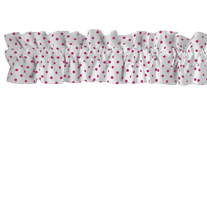 Cantonnière sur mesure en mélange de coton à pois, L 144 po x L 9 po, Blanc / fuchsia