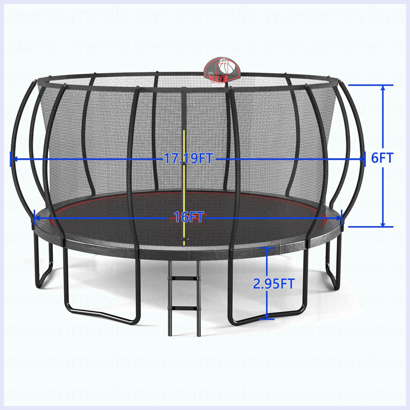 YC 16FT Trampoline Pumpkin- Black Red