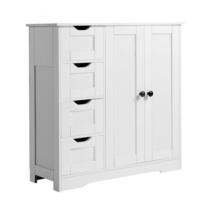 Armoire de salle de bain en bois avec 4 tiroirs et tablette réglable