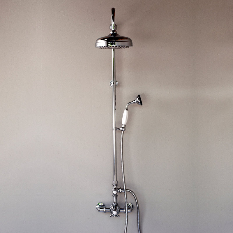 Exposed Thermostatic Shower System, Raw Brass
