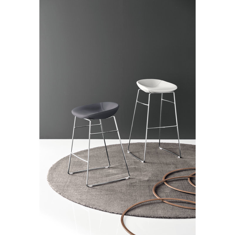 Palm Upholstered Backless Stool with Metal Frame, Skuba Optic White, Counter Stool (26.5" Seat Height)