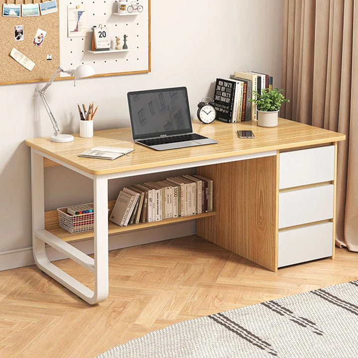 Nabila Rectangle Computer Desk, 29.33cm H x 39.37cm W x 19.68cm D, Yellow/White
