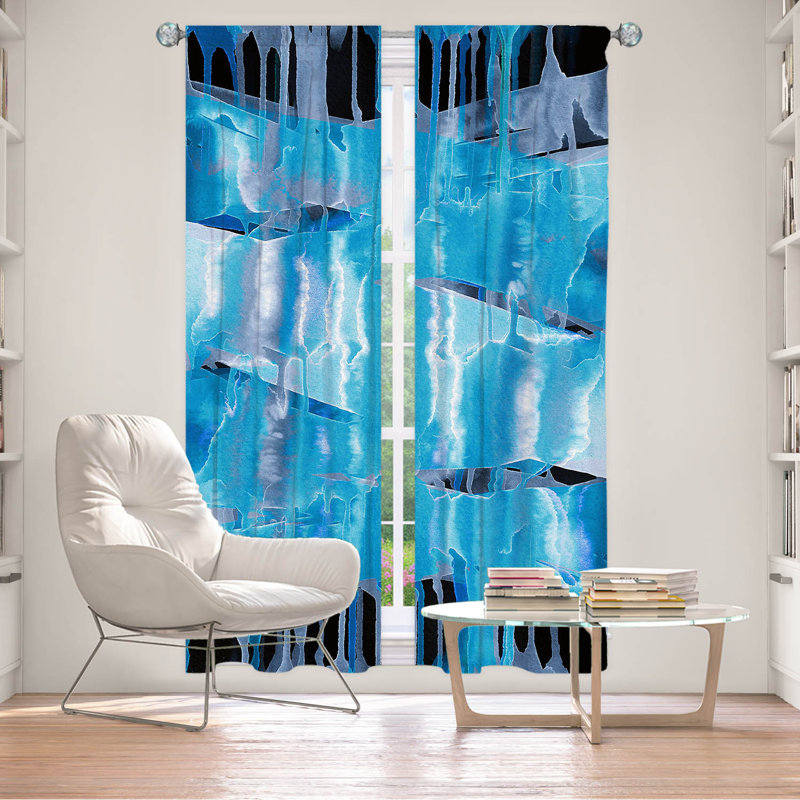 Rideau en polyester, L 20 po x L 52 po, Bleu