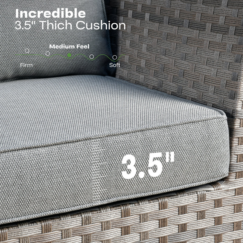 5 - Person Mostly No Assembly Required Patio Furniture Set, Outdoor Wicker Rattan Sectional Seating Group with Cushions, All Weather Sofa Conversation Set for Garden Backyard