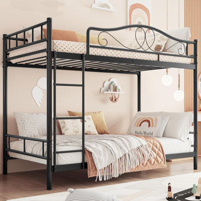 Bunk Bed Twin Over Twin Heavy Duty Metal Bunk Bed with Safety Guardrail Ladder 400 LBS Weight Capacity Space-Saving Design Noise Free No Box Spring Needed Easy Assemble