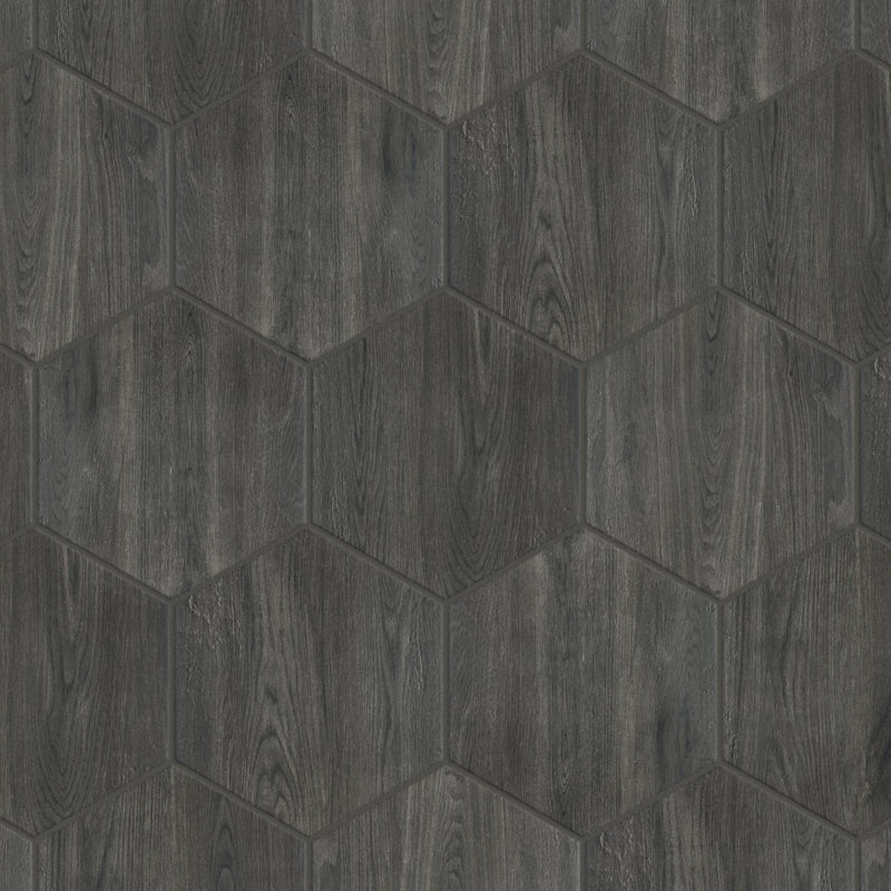 Natural 14" x 16.25" Pressed Porcelain Wood Look Wall & Floor Tile, Nero