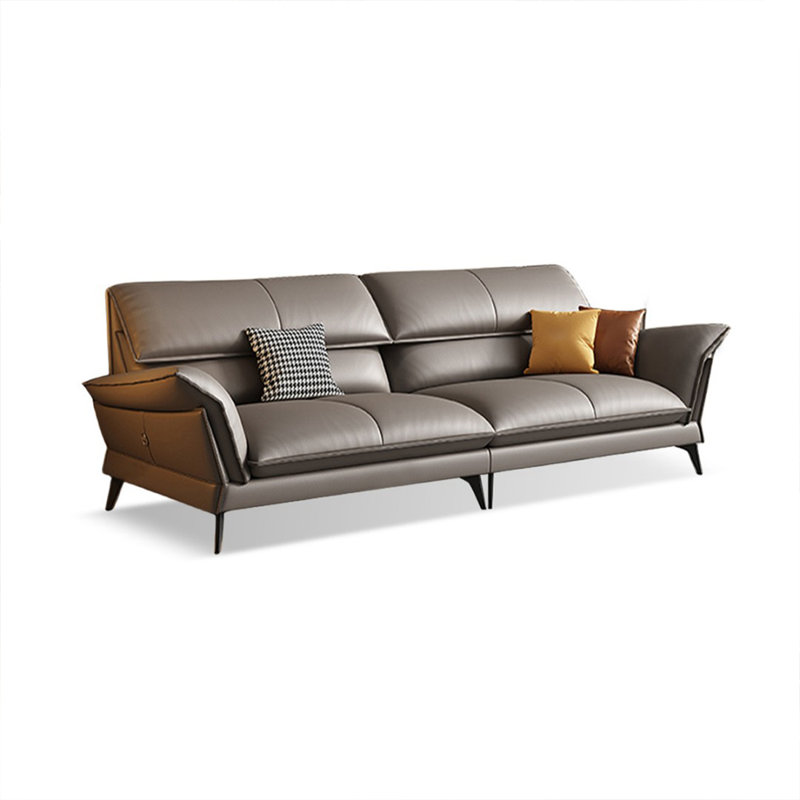 Canapé modulaire gris en cuir véritable, Gris