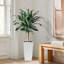 Jardinière carrée de 22 pouces de hauteur en faux 2 carrés blanc, arrosage automatique pour le porche blanc haut, arrosage, cour arrière design