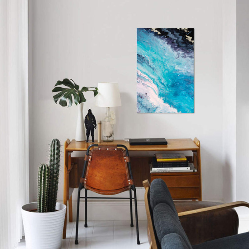 « shore line from above », reproduction sur toile, H 26 po x l 18 po x P 1,5 po, Toile tendue, Pas de tapis
