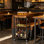 Chariot de bar avec plateau amovible, chariot de service de bar pour la maison, tablette de cuisine mobile avec support à vin et porte-verre, chariot à boissons roulant pour le salon, cuisine, brun