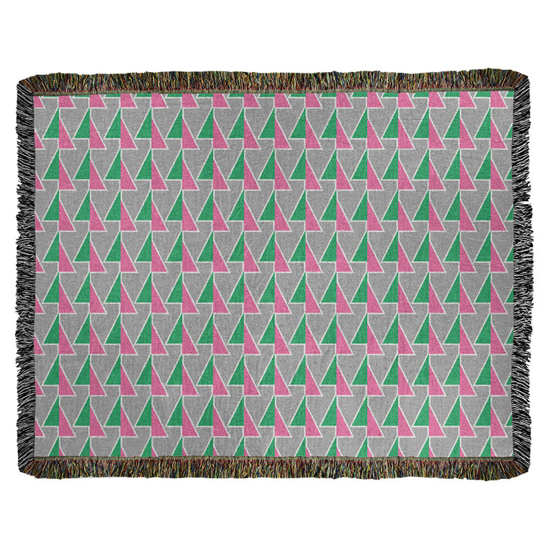 Couverture en coton tissé à flèches changeante, l 37 po x L 52 po, Vert/rose
