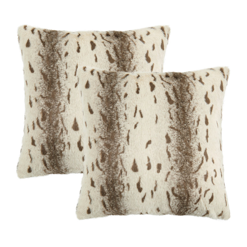 Citraka Animal Print Faux Fur Pillow Cover, Pure Cashmere