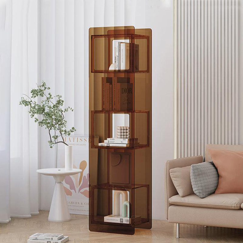 Bibliothèque moderne simple avec porte, Brun ambré