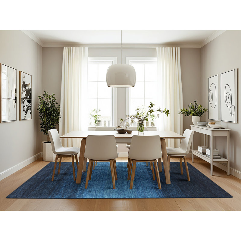 Tapis noir/bleu zone contemporaine Cahuilla, Rectangle 7 pi x 10 pi