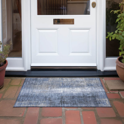 Tapis bleu marine Xhevrie intérieur / extérieur lavable à la machine