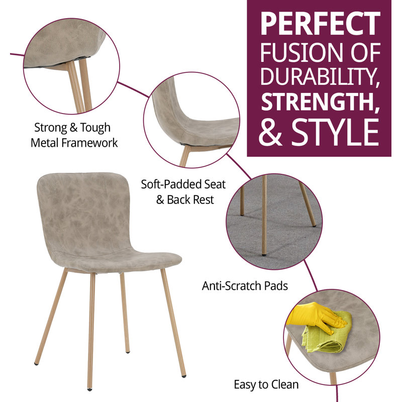 Mose Upholstered Dining Chair Set, Brown, 2