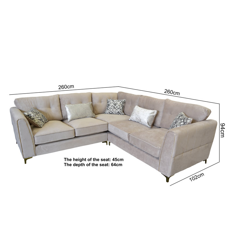 Sara Corner Sofa, Gold, Beige