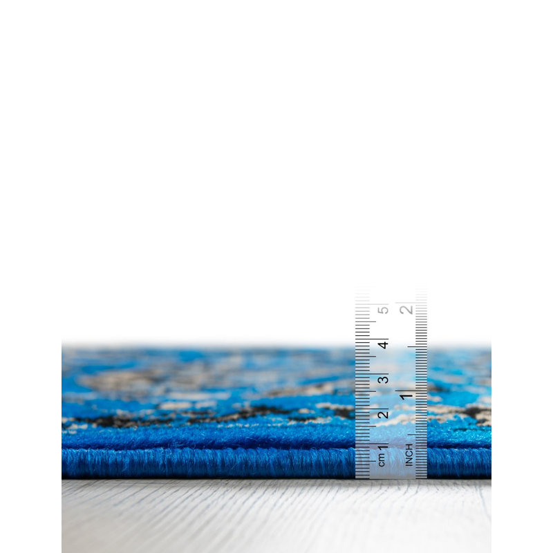 Tapis bleu vif Hanan, Bright Blue, Runner 2'7" x 14'1"