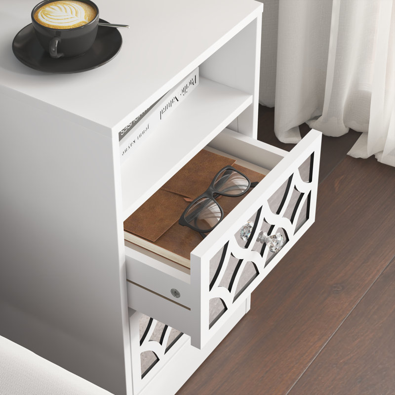 Bowen Adreille 2 Drawer Bedside Table, White