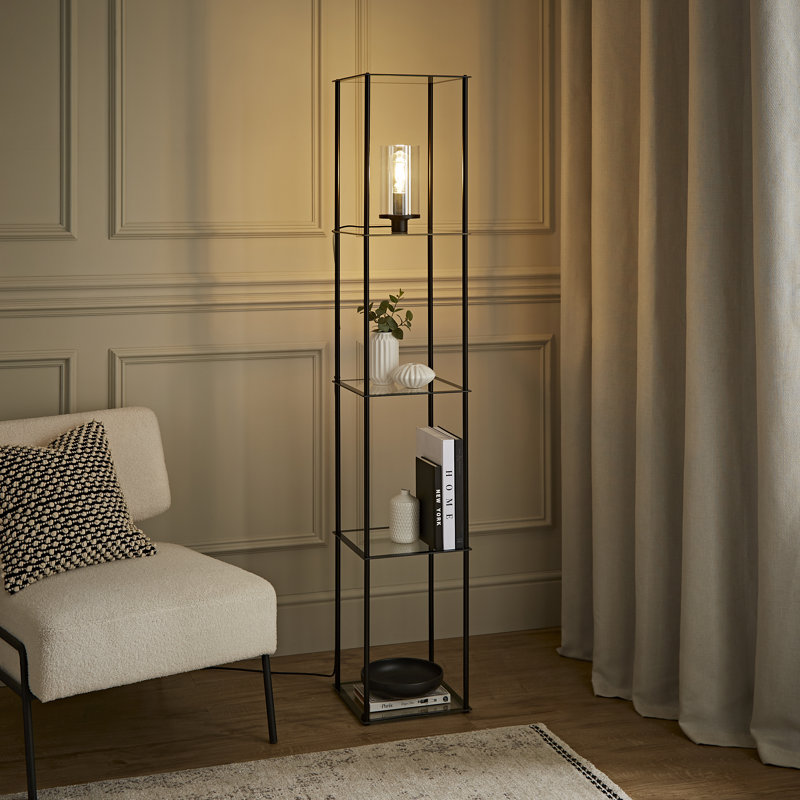 Roghan 169cm Traditional Floor Lamp, Black