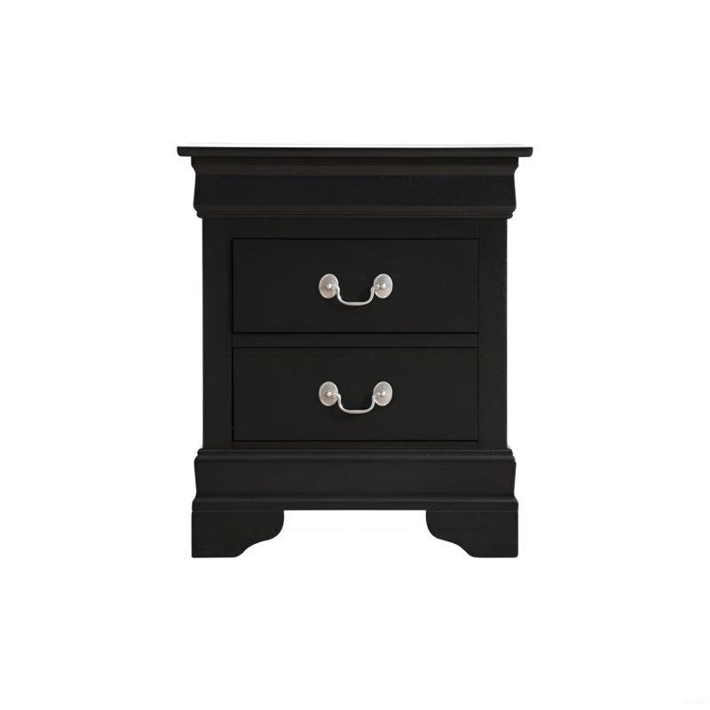 Table de chevet élégante avec 2 tiroirs, Noir