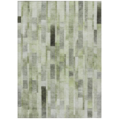 Laventhia Green Washable Indoor-Outdoor Rug - LOOMLAN
