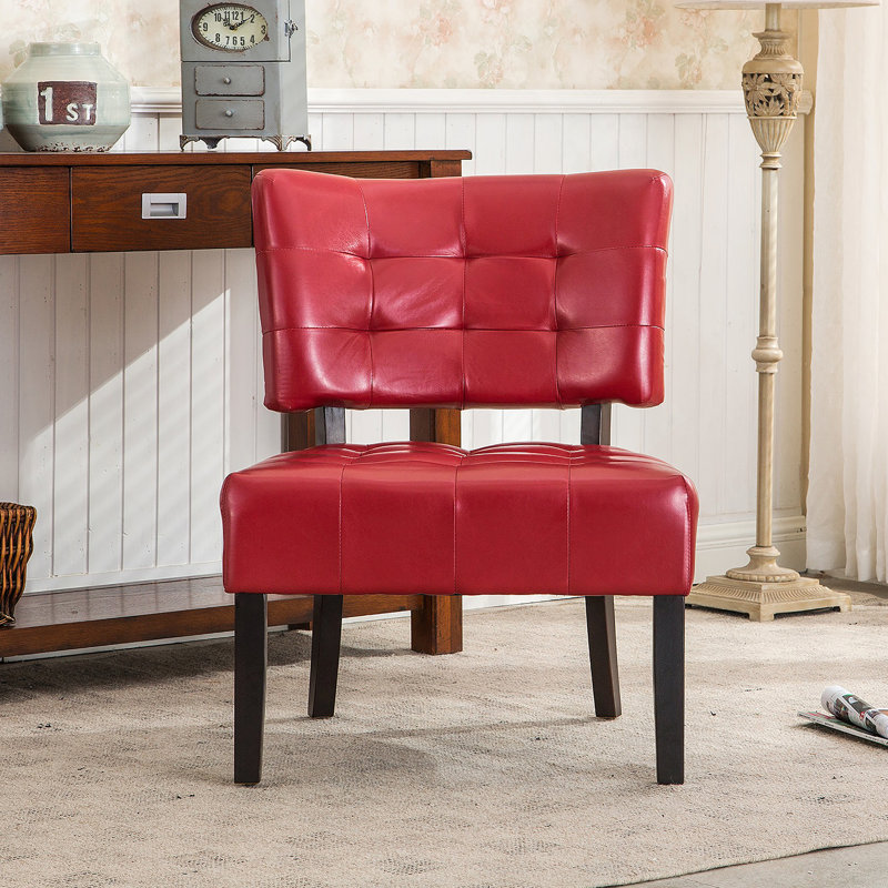 Fauteuil d'appoint capitonné en cuir mélangé confortable et durable avec sièges surdimensionnés pour un confort accru, Red
