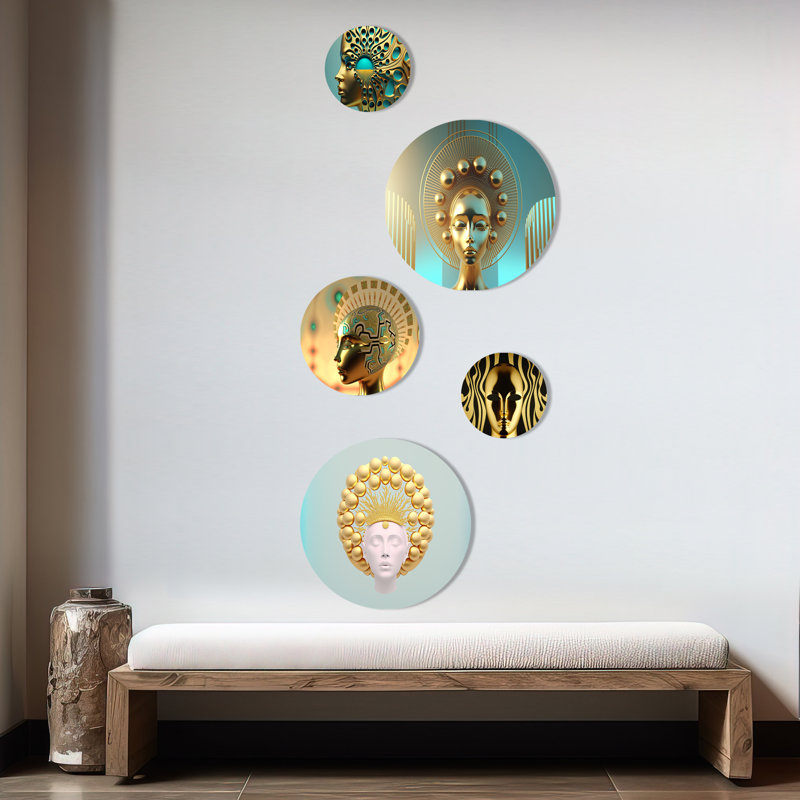 Ensemble de 5 décorations murales Golden Queen Of Consciousness I