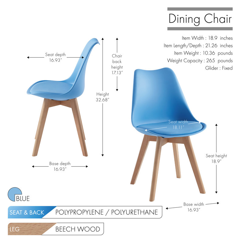 Elmsall Upholstered Dining Chair, Blue