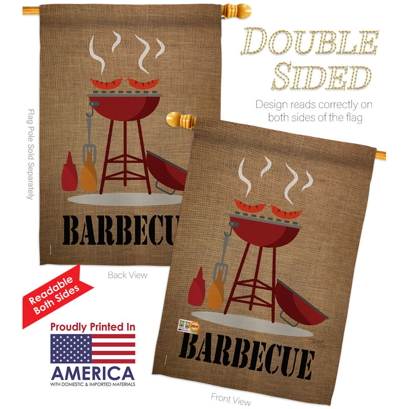 Drapeau de maison barbecue en polyester 40 faces x H 40 x l 28