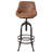 Industrial Bar Stool With Leather Backrest 29.53-35.43Inch Height Adjustable Rustic Swivel Office Chairs Vintage Pub Stools For Kitchen Island Dining Room Living Room