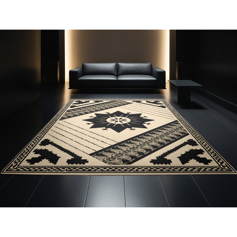 Soft Plush Easterly Bohemian Moroccan Area Rug in Beige – Beige Binding, 5x7