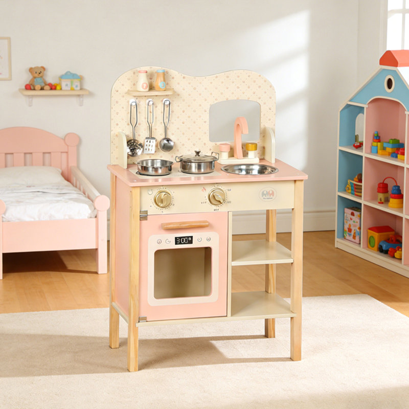 Ensemble de cuisine en bois avec plaque de cuisson, four, évier et robinet, jouet de jeu pour enfants de 3 à 8 ans