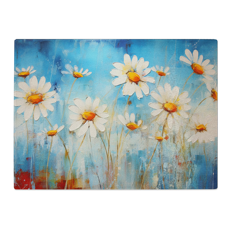 Daisy Abstract  Glass Chopping Board