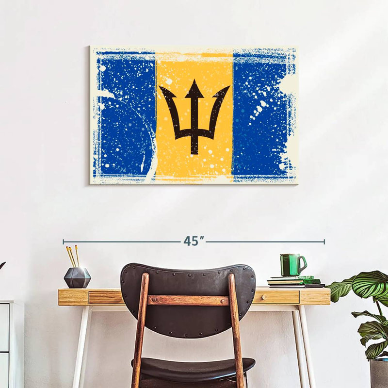 Borges Splattered Barbados Flag, 24" H x 36" W