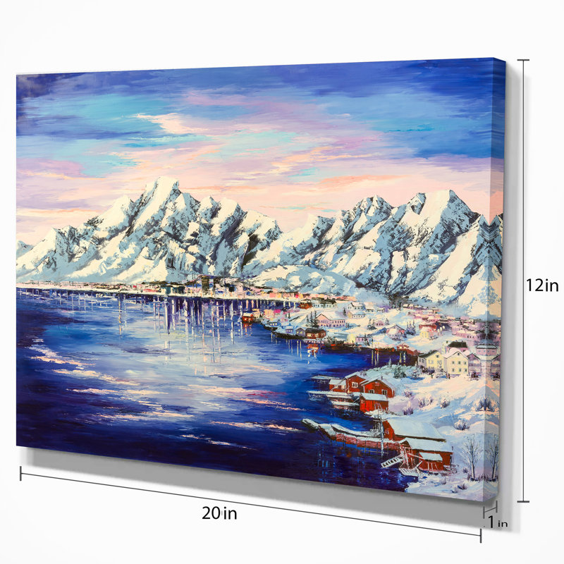« norvégien village reine », impression sur toile tendue, H 20 po x l 20 po x P 1 po