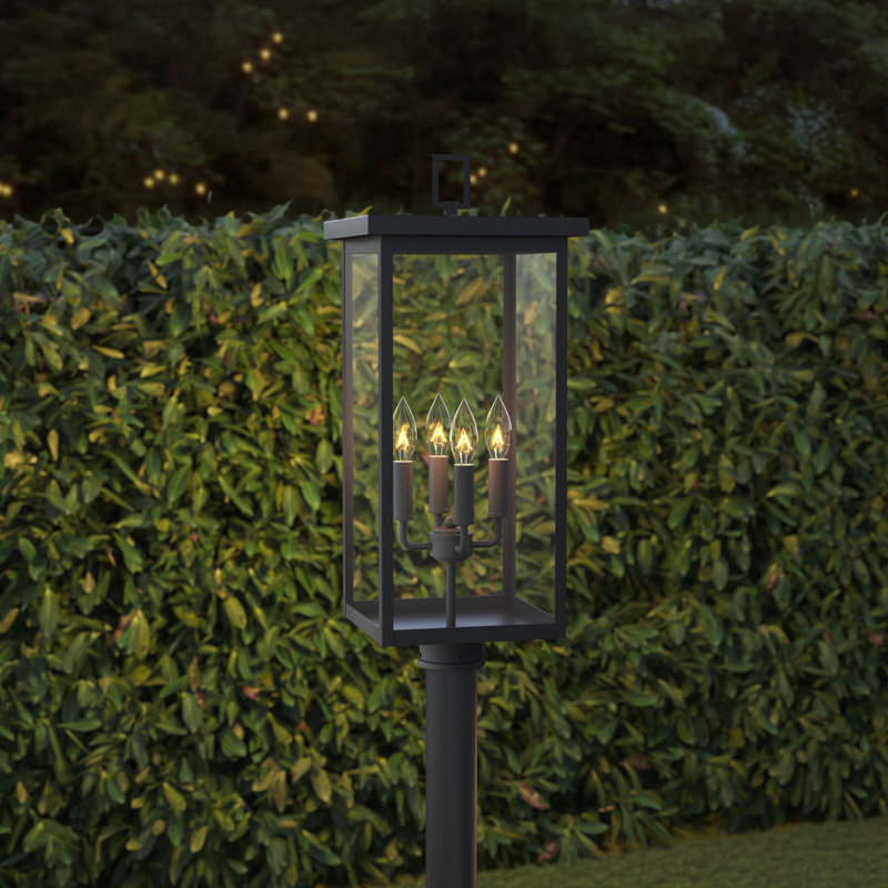 Barkeley 4 Light 26.13" Tall Outdoor Single Head Post Light, Powder Coated Black