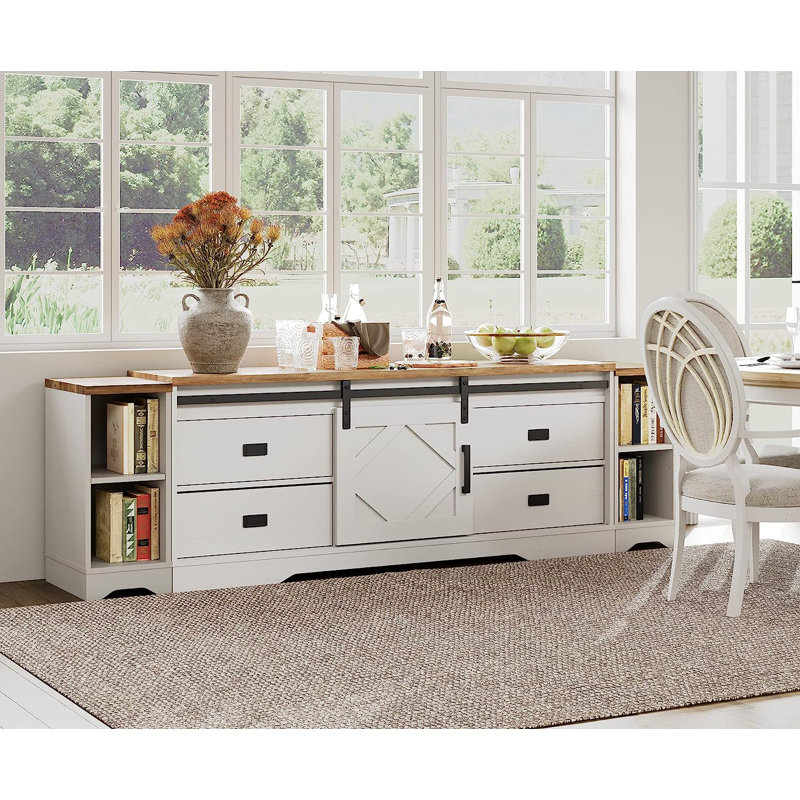 Crédence de rangement l 78,7 po Maximino, Blanc crème
