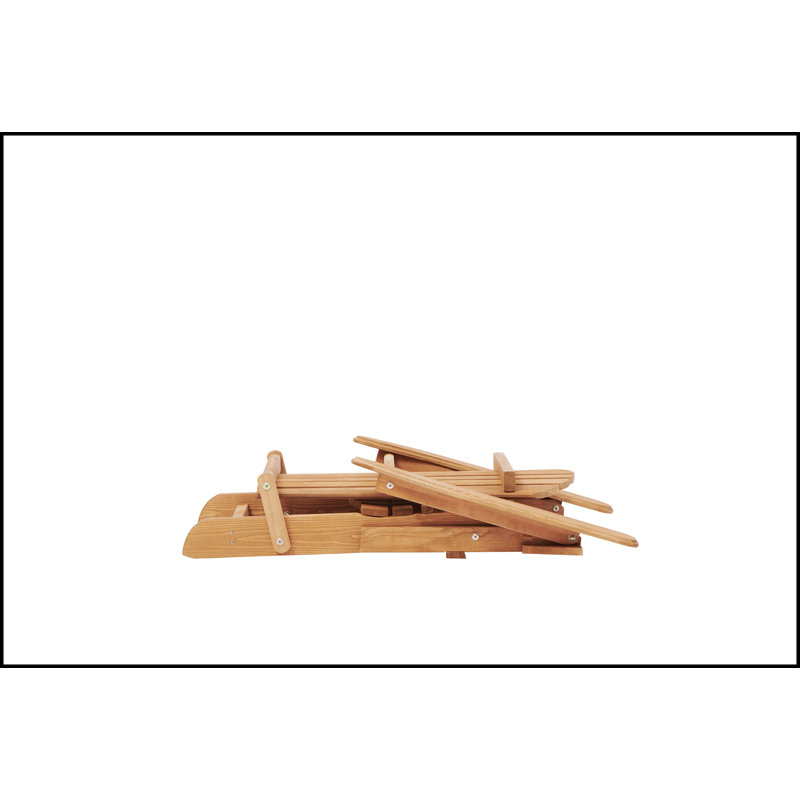 Light Brown Wooden Folding Adirondack Chairs with Arms, Set of 2